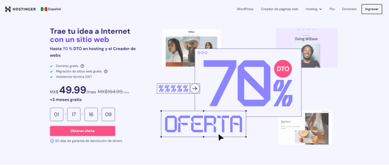 Página web Hostinger Mexico